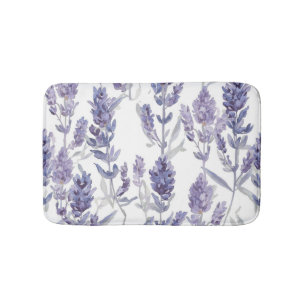 Lavenfelder   Lila Wasserfarben-Blumenmuster Badematte