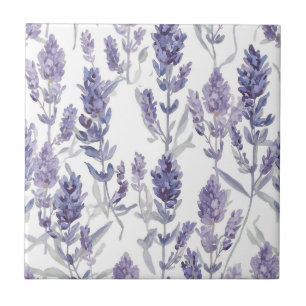 Lavenfelder   Lila Wasserfarben-Blumenmuster Fliese