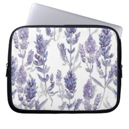 Lavenfelder | Lila Wasserfarben-Blumenmuster Laptopschutzhülle