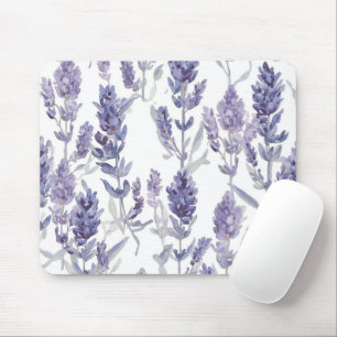 Lavenfelder   Lila Wasserfarben-Blumenmuster Mousepad