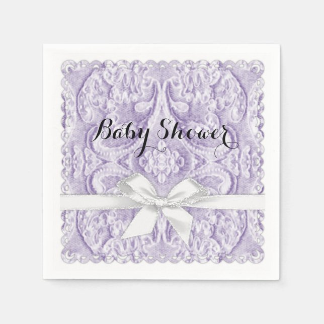 Lavernder Lace mit Ribbon Serviette (Vorderseite)