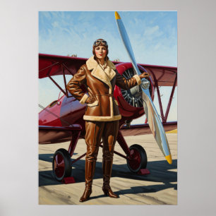 L'AVIATRICE (Die Flugpionierin) - Originale Art De Poster