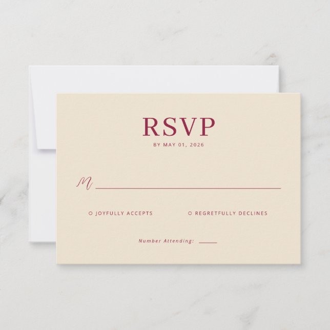 Lavish Crimson Blooms Wedding RSVP Karte (Vorderseite)