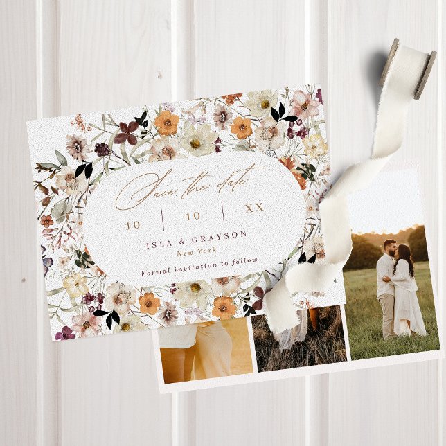 Lavish Fall Wild Blume 3 Fotos Hochzeit Save The Date (Von Creator hochgeladen)