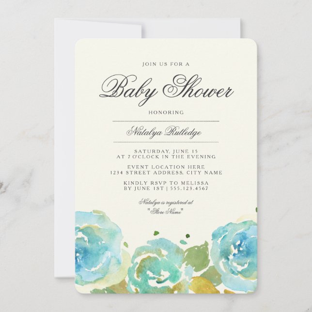 Lavish Florals Baby Dusche Einladung (Vorderseite)