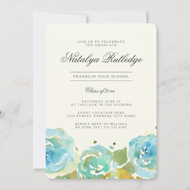 Lavish Florals Graduation Party Einladung (Vorderseite)