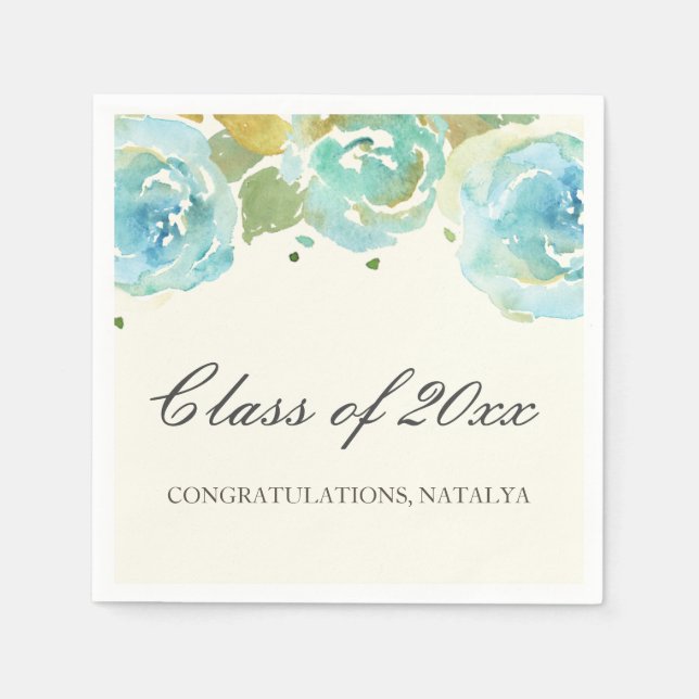 Lavish Florals Graduation Party Napkins Serviette (Vorderseite)