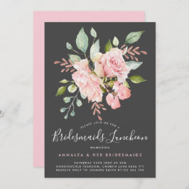 Lavish Pink Roses & Glitzer Bridesmaids Luncheon Einladung