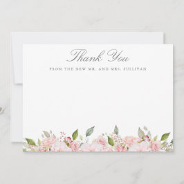 Lavish Pink Roses Wedding Vielen Dank Flat Card Dankeskarte