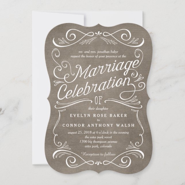 Lavish Scrolls Editable Color Wedding Einladungen (Vorderseite)