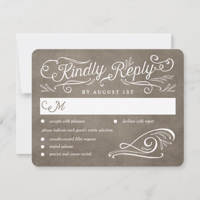 Lavish Scrolls Editable Color Wedding RSVP Card Karte (Vorderseite)