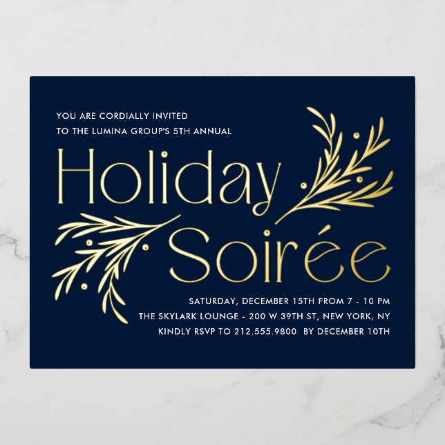 Lavish Soirée Foil Holiday Einladung Postkarte (Vorderseite)