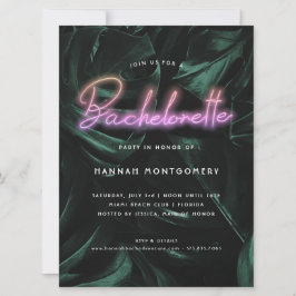 Lavish Tropical Palms | Neon Lights Bachelorette Einladung