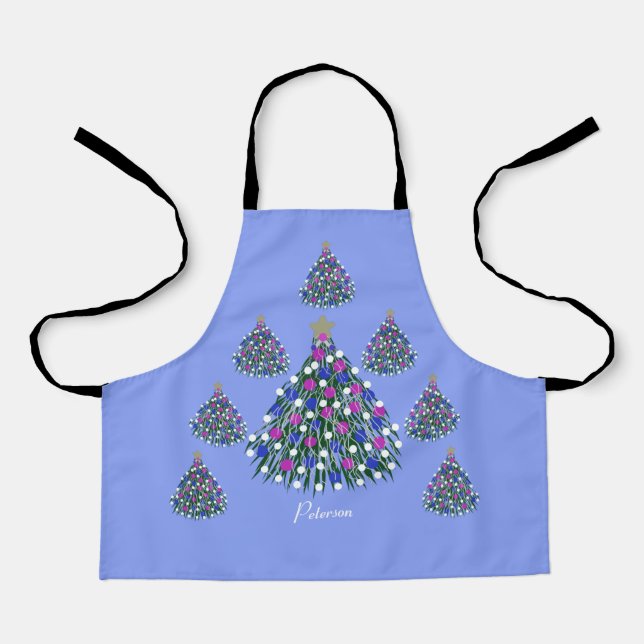 LavishishOn Blue Lila Pink White Christmas Tree Schürze (Vorderseite)