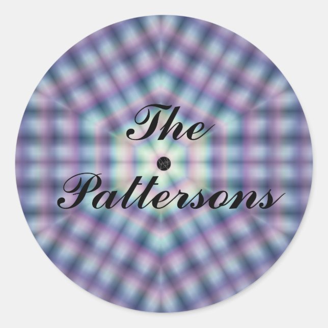 LavishishyOn Customizab Country Pink Blue Karierte Runder Aufkleber (Vorderseite)