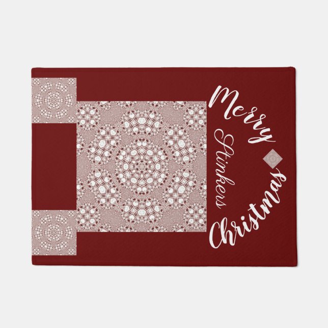 LavishlyOn Stellar Gingham Red White Christmas Dog Fußmatte (Vorderseite)