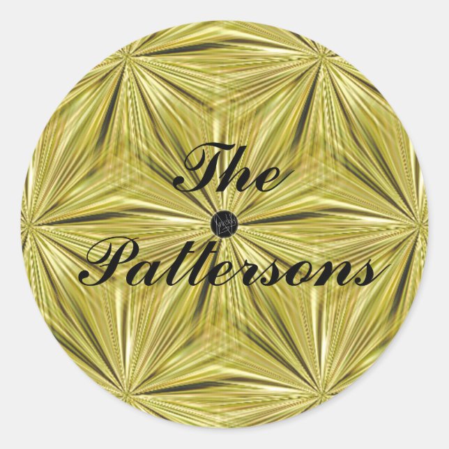 LavishyOn Customizable Gold Diamond Cut Siegel Runder Aufkleber (Vorderseite)