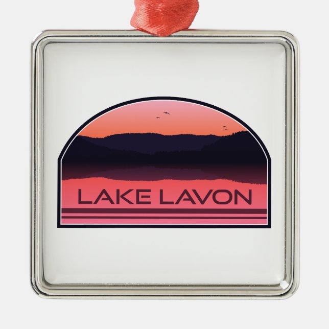 Lavon Texas Red Sunrise Lake Ornament Aus Metall (Vorne)