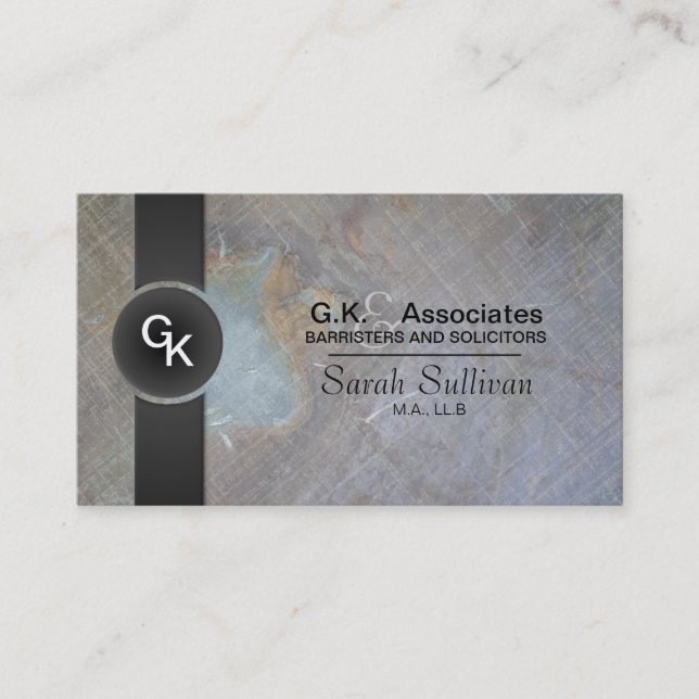 Law Business Card - Gray Black Monogram Stylish Visitenkarte (Vorderseite)