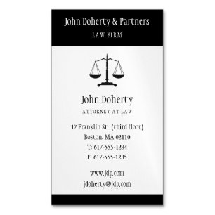 Law Classiy Black Scales of Justice Magnetische Visitenkarte