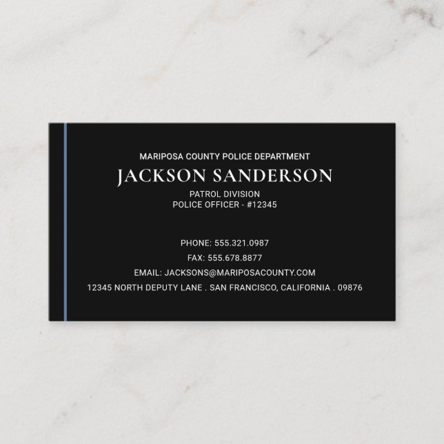 Law Enforcement Officer Police Department Visitenkarte (Vorderseite)