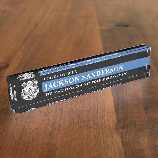 Law Enforcement Thin Blue Line Police Department Namensplakette (Seite)