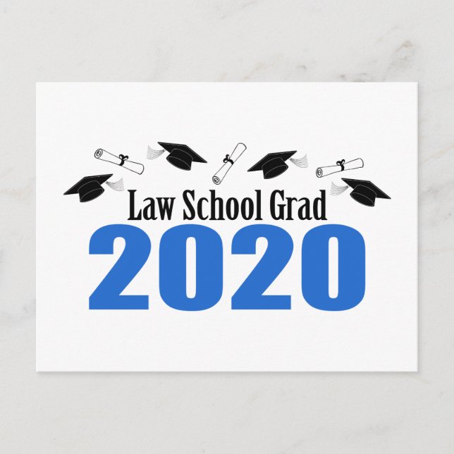 Law School Grad 2020 Postcard Einladung (Blue Caps (Vorderseite)