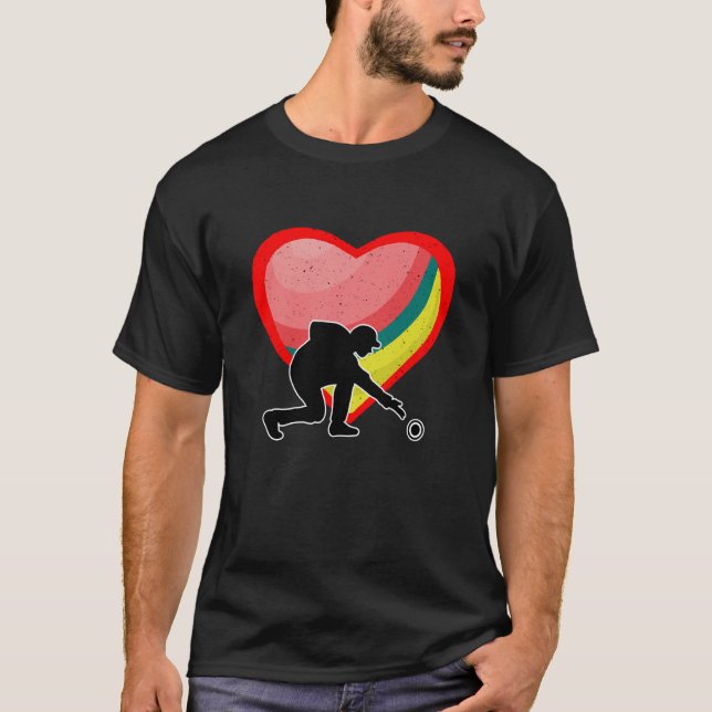 Lawn Bowling Heart Sport Love Anti Valentines Day T-Shirt (Vorderseite)