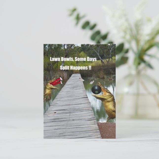 Lawn Bowls Australia Split Happens, Postcard Postkarte (Stehend Vorderseite)