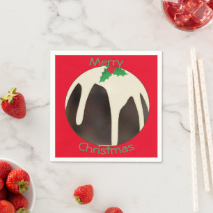 Lawn Bowls Christmas Pudding, Serviette