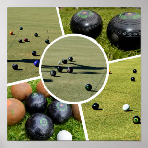 Lawn Bowls Five Picture Collage, Poster