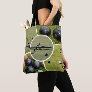 Lawn Bowls Five Picture Collage, Tote Bag