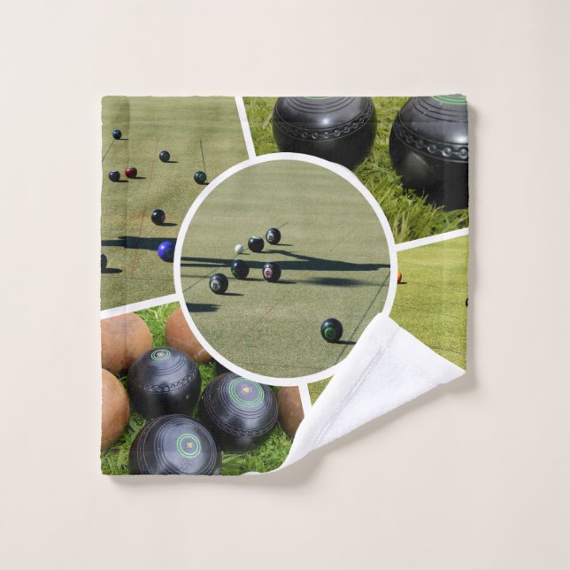 Lawn Bowls Five Picture Collage, Wash Tuch (Waschlappen)