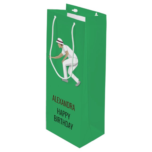 Lawn Bowls Geschenktüte Für Weinflaschen (Vorderseite Schrägansicht)