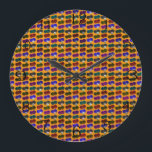 Lawn Bowls Pop Art Pattern, Große Wanduhr<br><div class="desc">In wiederholter Darstellung sind Rasenschüsseln verschiedener Farben in einem Pop-Kunstdesign dargestellt</div>