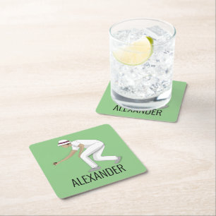 Lawn Bowls Rechteckiger Pappuntersetzer