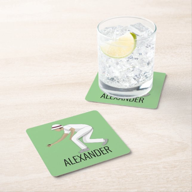 Lawn Bowls Rechteckiger Pappuntersetzer (Vor Ort)