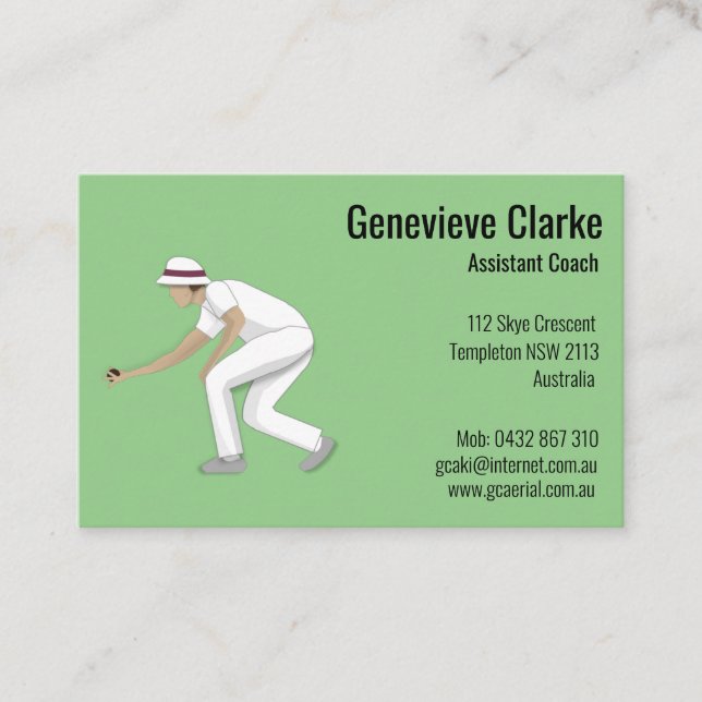 Lawn Bowls Visitenkarte (Vorderseite)