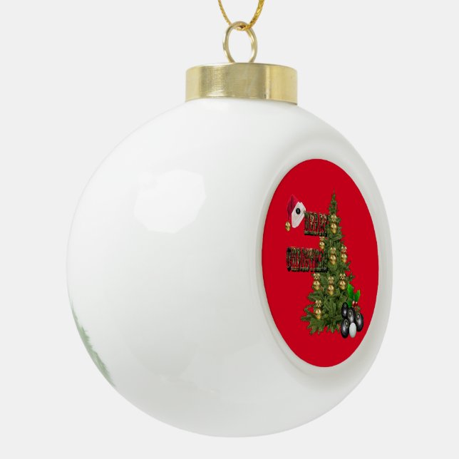 Lawn Bowls Weihnachtsbaum Design, Keramik Kugel-Ornament (Links)