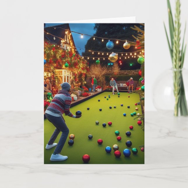 Lawn Bowls Weihnachtskarte Karte (Vorderseite)