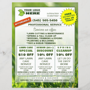 Lawn Care 8.5 x 11 Flyer ADD LOGO Custom Coupons