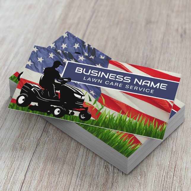 Lawn Care & Landscaping Riding Mower USA Flag Visitenkarte (Von Creator hochgeladen)