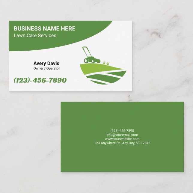 Lawn Care Landscaping Service Logo Grass Cutting Visitenkarte (Vorne/Hinten)