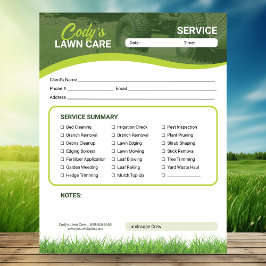 Lawn Care Landscaping Service Maintenance Form Notizblock
