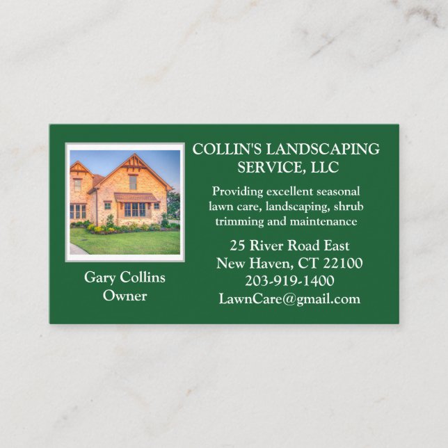 Lawn Care Landscaping Services Foto Business Card Visitenkarte (Vorderseite)