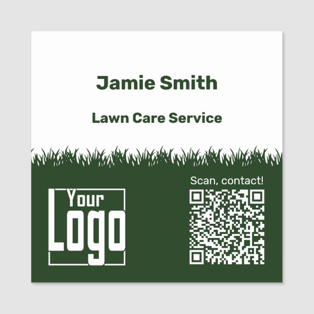 Lawn Care QR-Code Logo Company Green White Namensschild (Vorderseite)