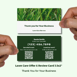 Lawn Care Service Thank You & Review Combo Visitenkarte