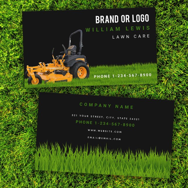 Lawn Care Simple Landscaping Mowing Business Logo Visitenkarte (Lawn Care Simple Landscaping Mowing Business Logo Business Card)