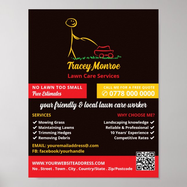 Lawn Care Worker, Lawn Care Services Poster (Vorne)