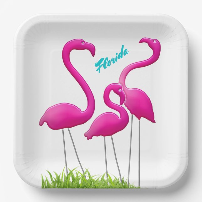 Lawn Flamingoes Florida Party Paper Teller (Vorderseite)